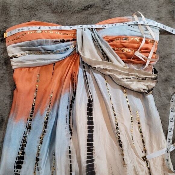 BCBGMaxAzria Silk Dress‎ with Sequined Accents and Tie Die Pattern - Size 2 - Picture 7 of 10